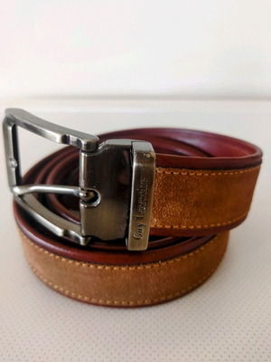 Ζώνη Guy Laroche Paris Leader 100% καφέ Castor και μπορντώ, σαν καινούργια