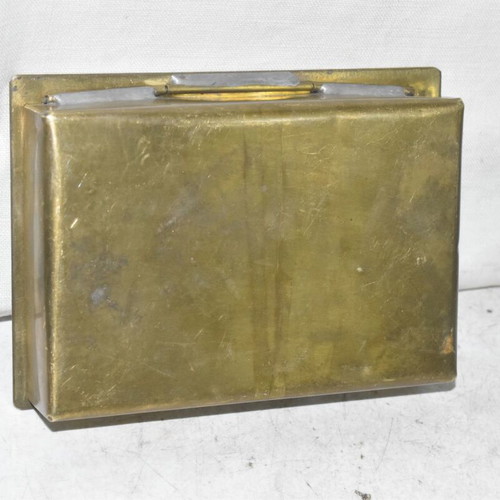Vintage bronze box with embossed metal sailboat used, nautical decor