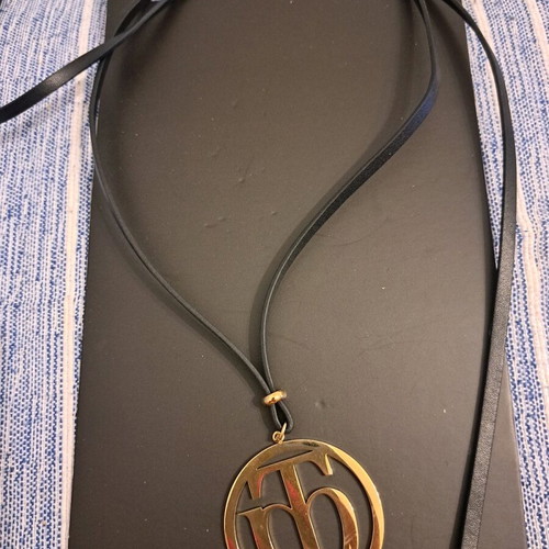 Toi & Moi necklace made of steel and leather new, gold color