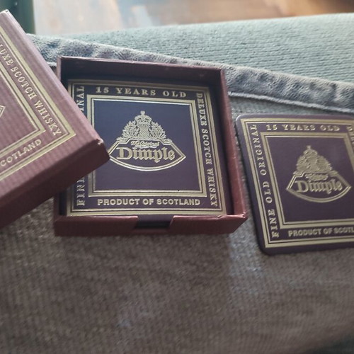 Dimple 15 Years Old vintage coaster set, 4 pieces, New Old Stock