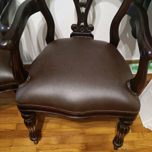 Wooden chairs with leather like new, set of 2