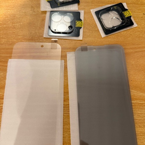 Tempered glasses iPhone 14 Pro Max set 3 for cameras, 1 privacy and 1 mate antiglare screen