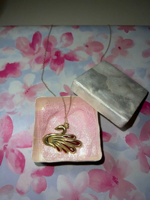Swan Necklace new with red and gold details