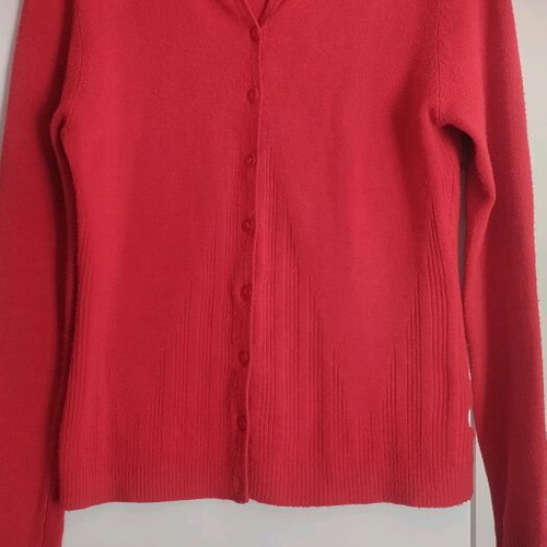 Cardigan used, red, size S-M, long sleeve