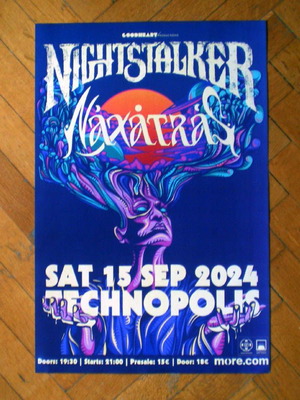 Promo poster συναυλίας Nightstalker & Naxatras στην Τεχνόπολη 15 Σεπτεμβρίου 2024 σαν καινούργιο