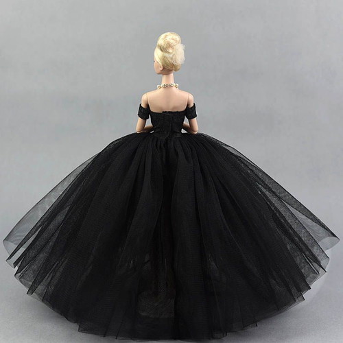 Wedding dress doll outfit black with veil new
