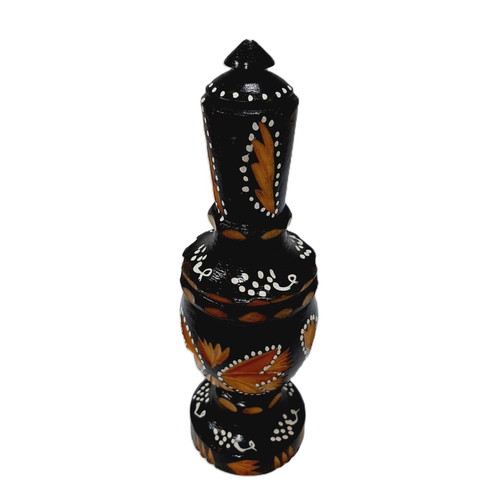 Old carved wooden bottle, hand-painted, decorative, 26×8×8 cm