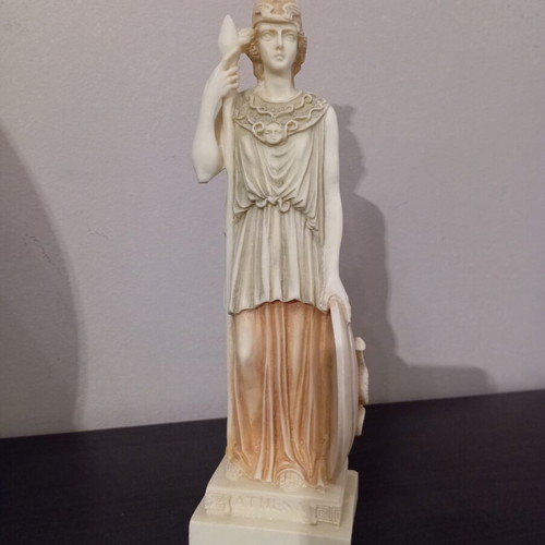 Athena Statue handmade from alabaster, like new, colored, 25 cm