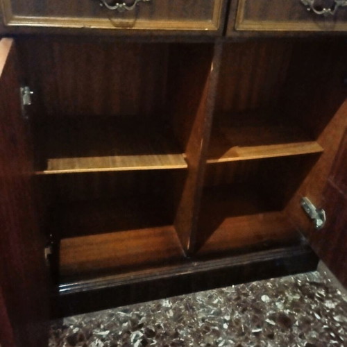 Classic Walnut Hall Cabinet with Shelves and Cupboards used