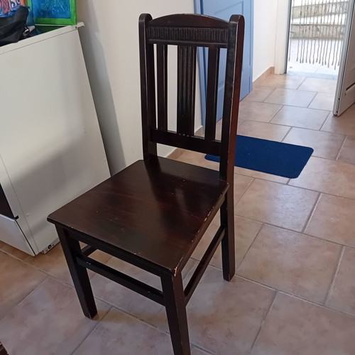 Wooden dining set black color used, table 85x160 cm with 6 chairs