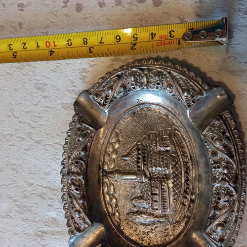 Vintage Gianniotiko Silver-Plated Filigree Ashtray by Petrou