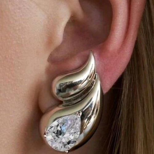 Silver earrings with zirconia new, stainless steel