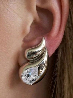 Silver earrings with zirconia new, stainless steel