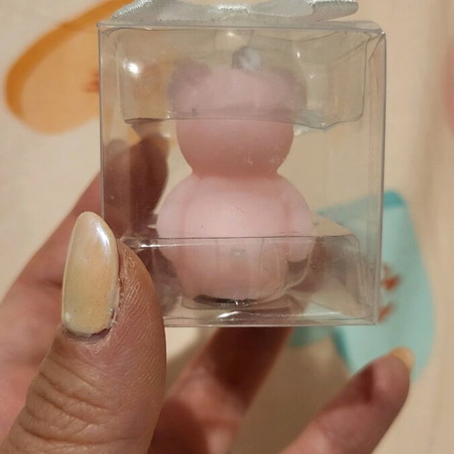 Pink Bear Candle Small New