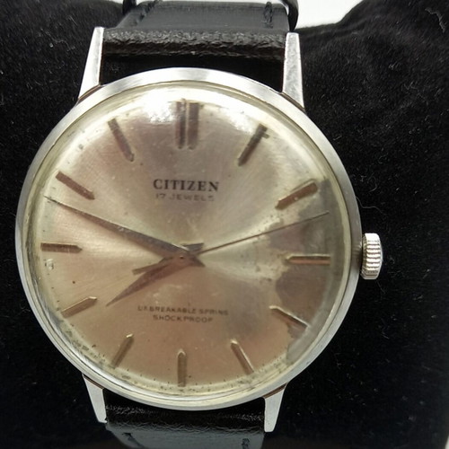 Citizen vintage wristwatch used, manual winding, black and silver
