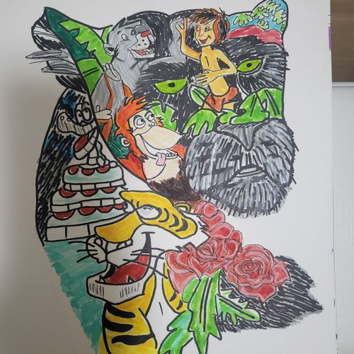 Watercolor painting new with markers 39×39
