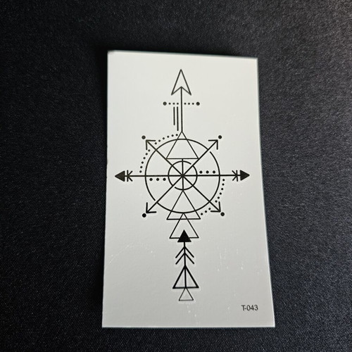 Tattoo T-043 Waterproof Temporary Tattoo with Geometric Compass and Arrow Design