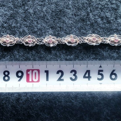 Antique Sterling Silver 925 Bracelet With Pink Zircon Like New