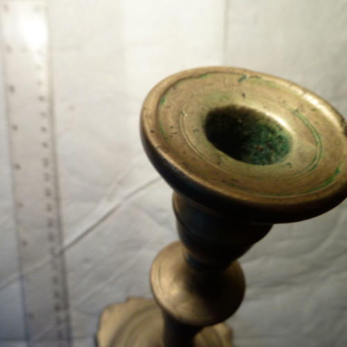 Antique solid bronze German candlestick used, early 20th century