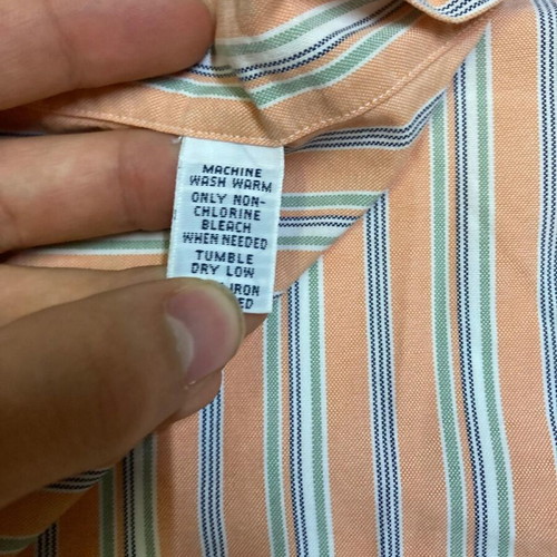 Ralph Lauren Fun Overhemd XL classic fit oxford orange green white pinstripe long sleeve shirt
