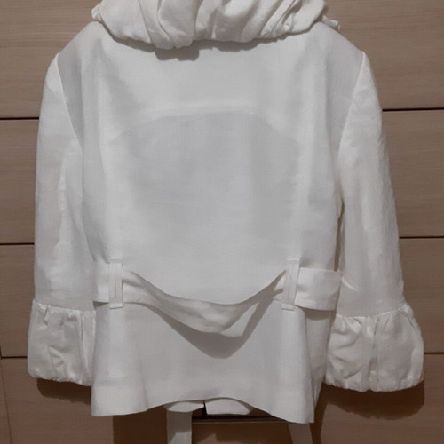 Zara Exclusive Linen Jacket Large 40 White Like New with Zipper and Belt