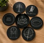 Lord of the Rings coaster set with holder like new, collectible design