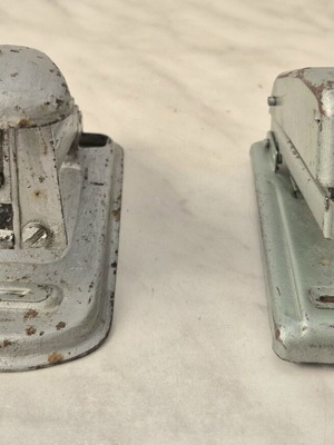 Vintage staplers set used, 2 metal office staplers