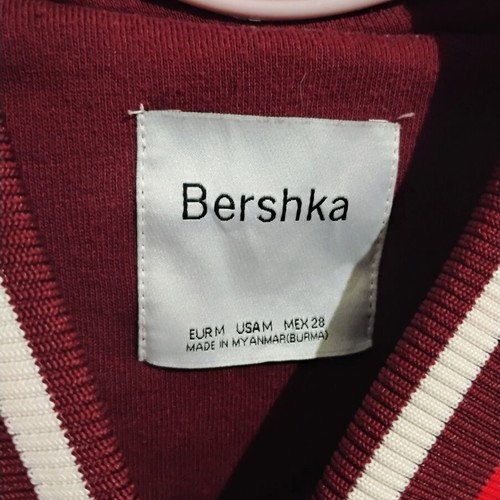 Bershka Varsity Jacket M Burgundy White like new