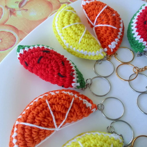 Handmade Crochet Fruit Keychain new
