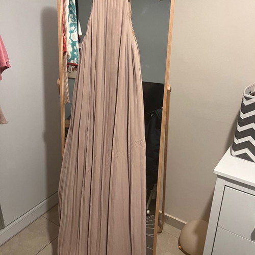 Pleated long summer dress used, size small, beige