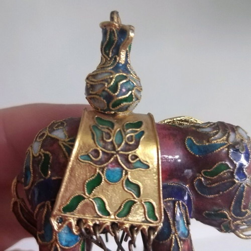 Cloisonne elephant figurine used, collectible, small