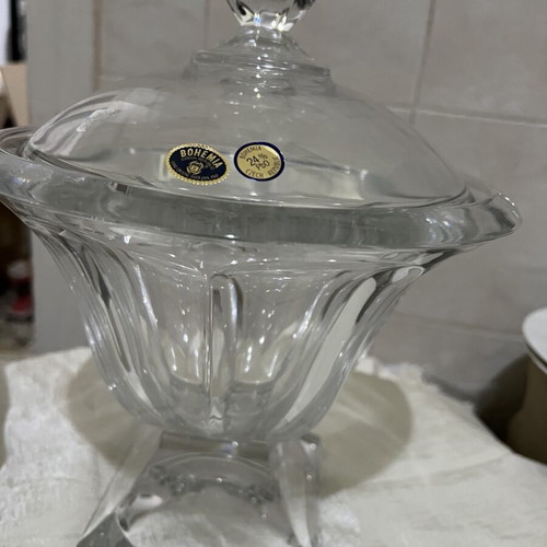 Crystal large Bohemia fondue bowl new