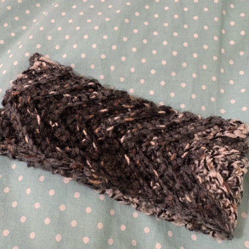 Knitted hairband handmade, like new, white and gray