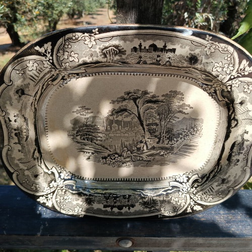 19thC Ottoman Thessaloniki Transferware Platter Salomon B. Juda like new