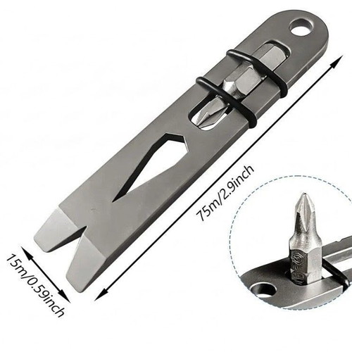 Multifunctional titanium EDC pocket tool with screwdriver and O-rings