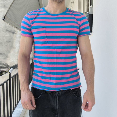 H&M striped T-shirt medium like new pink and blue