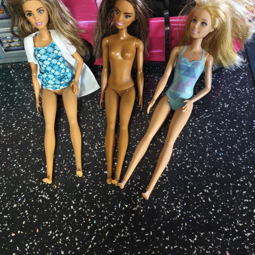 Barbie dolls with car and furniture accessories set