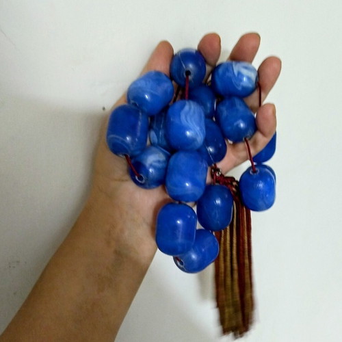 Handmade Worry Beads with Large Blue Beads New