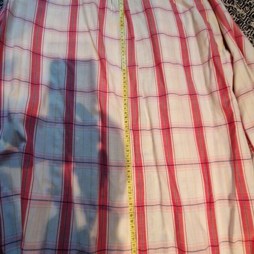 GUEBLA long-sleeve shirt used, white-red checkered with yellow stripes