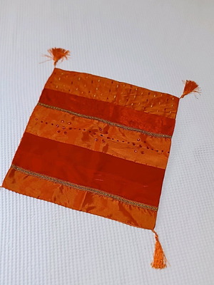 Decorative pillowcases 2 pcs in bright terracotta color with stones and tassels
