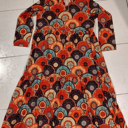 SHEIN Boho Maxi Dress with Ethnic Mandala Pattern and Tassels XL