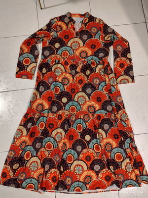 SHEIN Boho Maxi Dress with Ethnic Mandala Pattern and Tassels XL