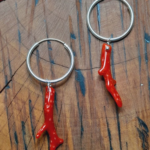Silver 925 earrings with coral, new