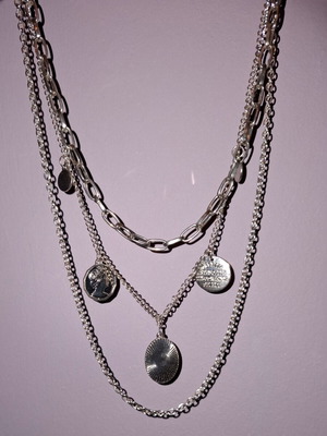 Τριπλό κολιέ ασημί layered faux bijoux σαν καινούργιο