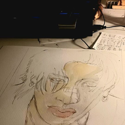 Bang Chan handmade watercolor sketch A4 new
