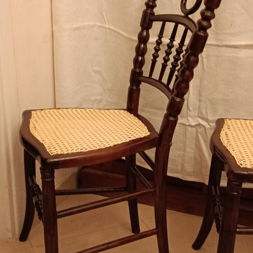Thonet style chairs, set of 2, natural cane seats