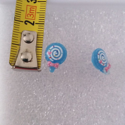 Hypoallergenic earrings, 2 pairs, handmade, blue and yellow