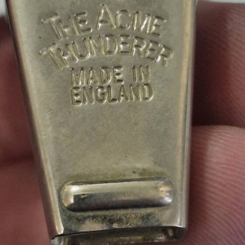 The Acme Thunderer whistle used, made in England