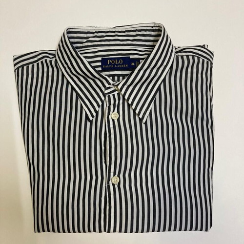 Ralph Lauren Black White Striped Dress Shirt XL