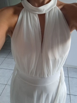 White formal dress with tulle, like new, size small, maternity friendly